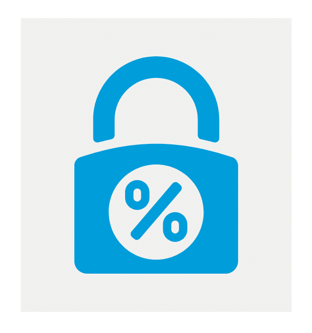 Lock with percentage icon representing fixed-rate investment protection strategy