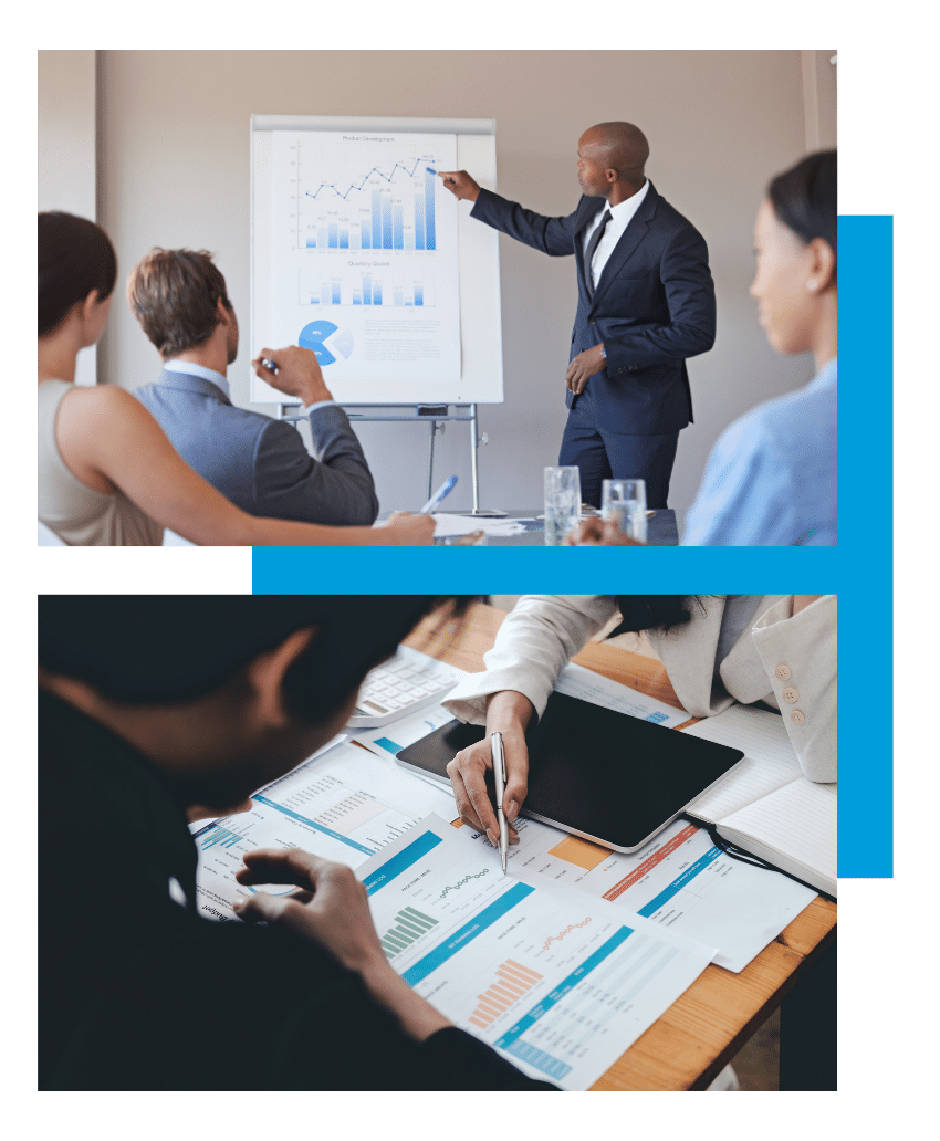 Close-up of professionals evaluating graphs to fix portfolio mistakes
